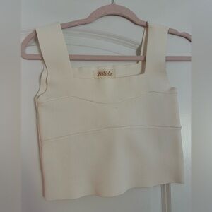 Listicle Ivory Sleeveless cropped bandage top